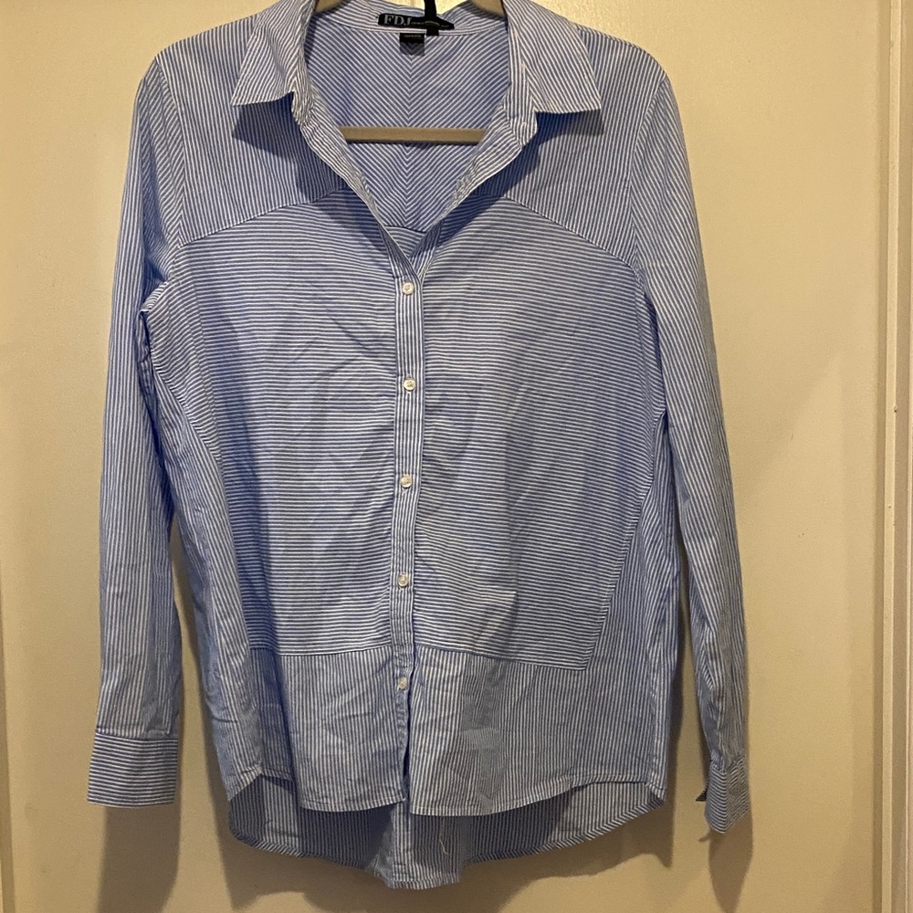Women's Blue Striped Long Sleeve Shirt